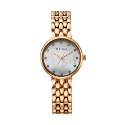 Titan Glamour 95374WM01 Mother of Pearl Dial Stainless Steel Strap Quartz Analog Women Watch